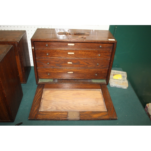 1688 - SETS OF VINTAGE OAK ENGINEERS TOOL CHESTS 4 oak chests with removable fronts to reveal internal draw... 