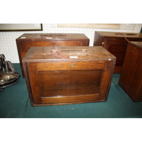 1688 - SETS OF VINTAGE OAK ENGINEERS TOOL CHESTS 4 oak chests with removable fronts to reveal internal draw... 