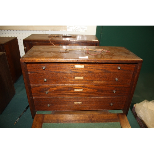 1688 - SETS OF VINTAGE OAK ENGINEERS TOOL CHESTS 4 oak chests with removable fronts to reveal internal draw... 