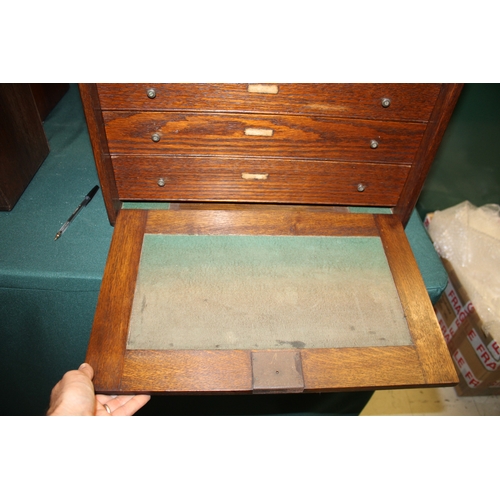 1688 - SETS OF VINTAGE OAK ENGINEERS TOOL CHESTS 4 oak chests with removable fronts to reveal internal draw... 