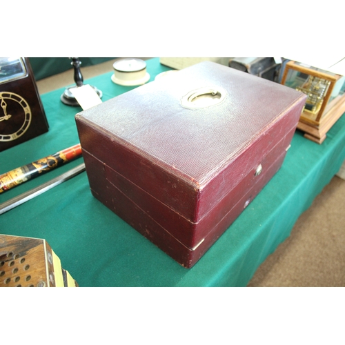 1567 - LARGE VICTORIAN WRITING BOX - JENNER & KNEWSTUB a large maroon leather writing box, with a fold down... 