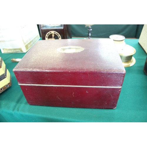 1567 - LARGE VICTORIAN WRITING BOX - JENNER & KNEWSTUB a large maroon leather writing box, with a fold down... 