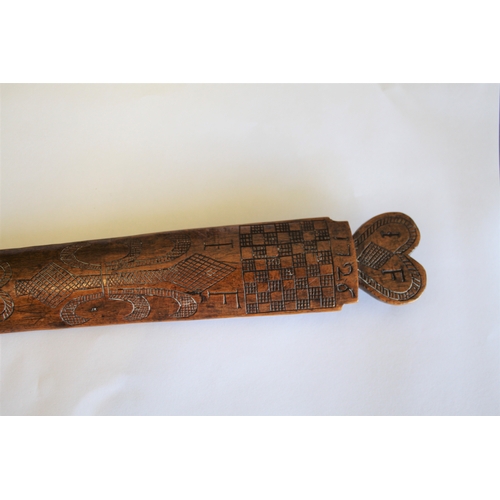 1652 - 18THC TREEN STAY BUSK - 1726 the treen love token of tapering form, the top section with the initial... 