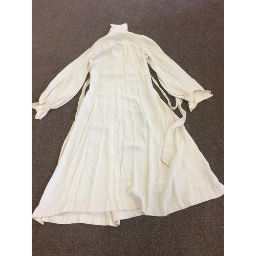 1751 - OSSIE CLARK VINTAGE DRESS an early 1970's Ossie Clark for Radley size 12 cream full length moss crep... 