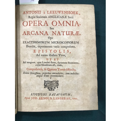 162 - Leeuwenhoek, Anthony van. Opera Omnia, seu Arcana Naturae..., 4 volumes, 4 engraved frontispieces, 1... 