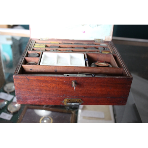 1684 - 19THC PAINT BOX - G ROWNEY & CO a 19thc mahogany paint box by G Rowney & Co, 51 Rathbone Place, Lond... 