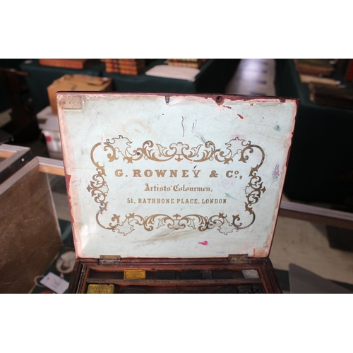 1684 - 19THC PAINT BOX - G ROWNEY & CO a 19thc mahogany paint box by G Rowney & Co, 51 Rathbone Place, Lond... 