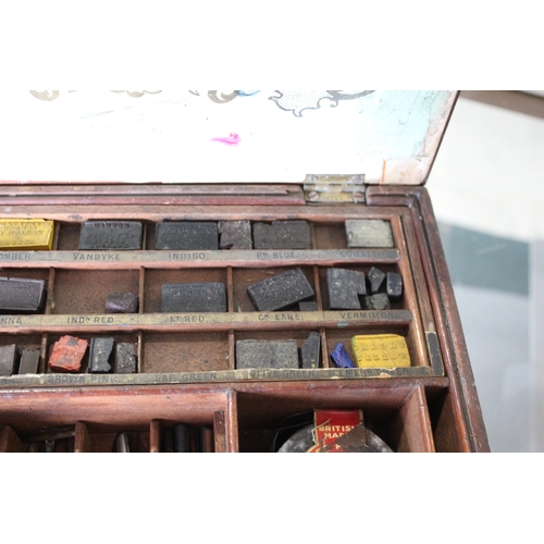 1684 - 19THC PAINT BOX - G ROWNEY & CO a 19thc mahogany paint box by G Rowney & Co, 51 Rathbone Place, Lond... 