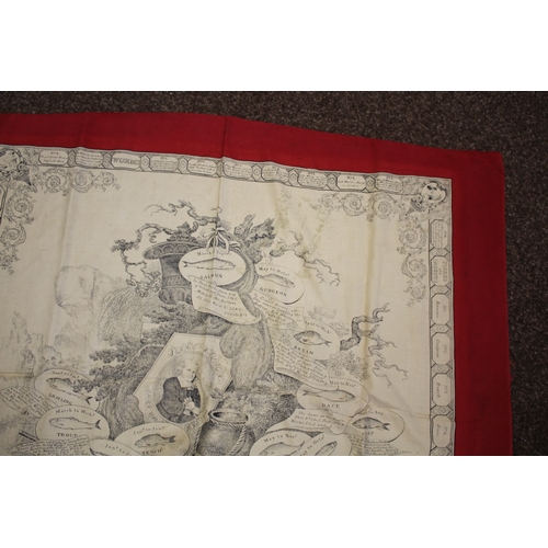 1774 - VICTORIAN SILK SCARF - THE ANGLERS COMPANION a printed silk scarf with a depiction of Izaak Walton a... 