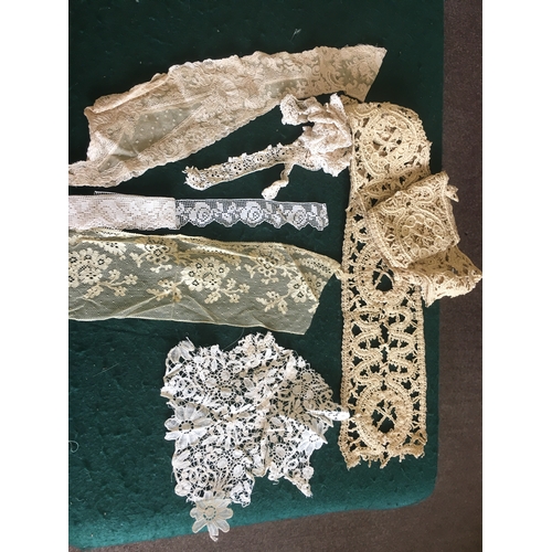 1795 - VINTAGE LACE a collection of 19th and early 20thc lace, trimmings and edgings, a panel of embroidere... 