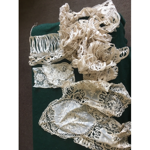 1795 - VINTAGE LACE a collection of 19th and early 20thc lace, trimmings and edgings, a panel of embroidere... 