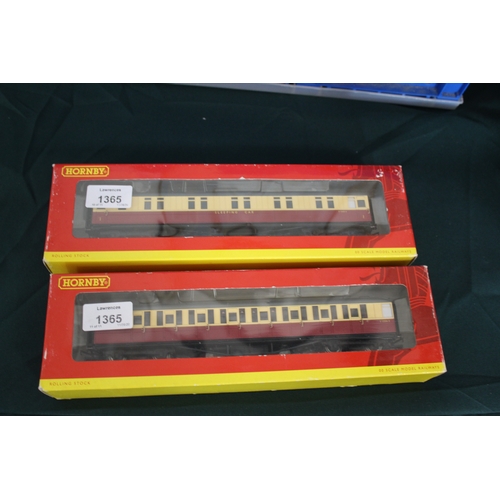 1365 - HORNBY BOXED COACHES 11 boxed coaches including 4 BR (Ex Lms) coaches carmine/cream, and 7 BR (Ex LN... 