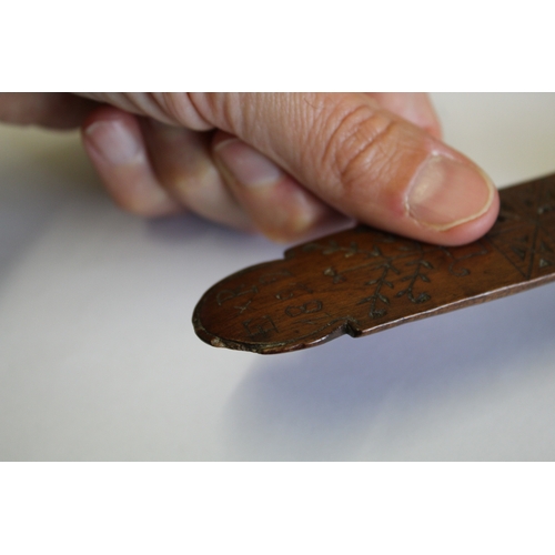 1650 - 19THC WELSH TREEN LOVE SPOON - 1822 the fruitwood spoon with the initials E R and the date 1822, the... 