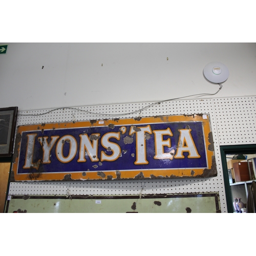 1670 - LYON'S TEA ENAMEL SIGN a large enamel sign for Lyon's Tea, some damages. 150cms by 46cms