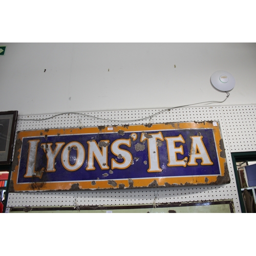 1670 - LYON'S TEA ENAMEL SIGN a large enamel sign for Lyon's Tea, some damages. 150cms by 46cms