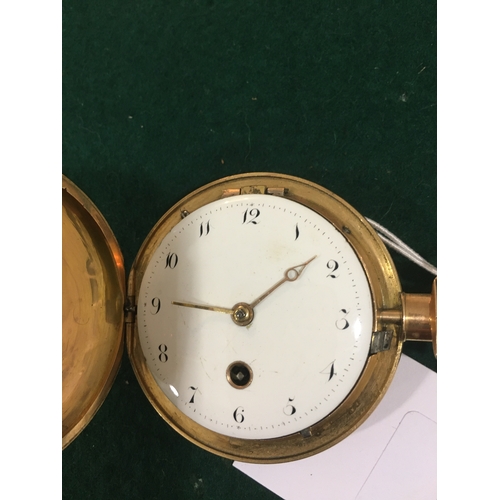 227 - A George III Pocket Watch in 18ct.Gold Hunter Case, hallmarked 1801 (probably), pierced engraved coc... 