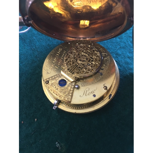 227 - A George III Pocket Watch in 18ct.Gold Hunter Case, hallmarked 1801 (probably), pierced engraved coc... 