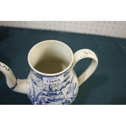 1368A - WHIELDON STYLE CREAMWARE BUTTER BOAT late 18th century, with brown sponged decoration, length 12cm; ... 