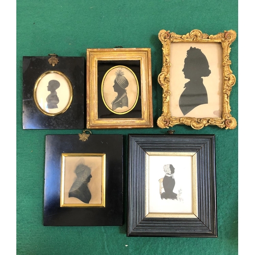 187 - 19thC Silhouette, signed W. Trent and Four Others (ex-Bonhams Labels)