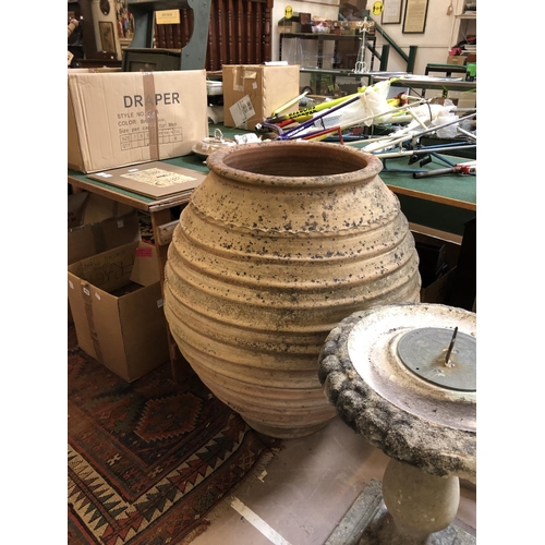 976 - Banded Olive Terracotta Pot