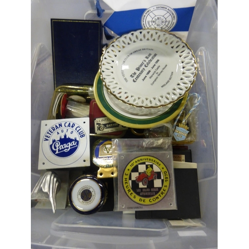 661 - A Box of Eventing Ephemera,  to include appearance plaques, trade gifts, paddock passes, badges, car... 