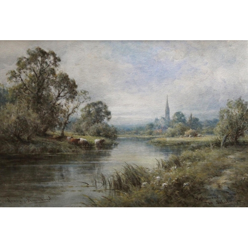 1326 - HENRY JOHN KINNAIRD (1861-1929) THAMES NEAR GORING; VIEW NEAR SALISBURY A pair, both signed and insc... 