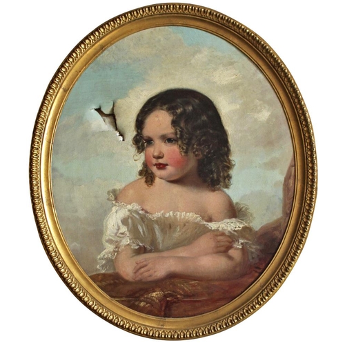 1438 - CIRCLE OF MARGARET SARAH CARPENTER (1793-1872) PORTRAIT OF A GIRL Oil on canvas, oval 60 x 49.5cm. +... 