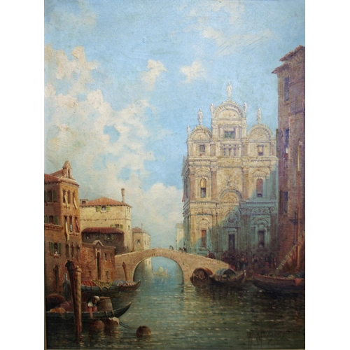 1449 - WILLIAM MEADOWS (Fl.1870-1895) VENICE: THE RIALTO BRIDGE; SCUOLA GRANDE DI S. MARCO A pair, both sig... 