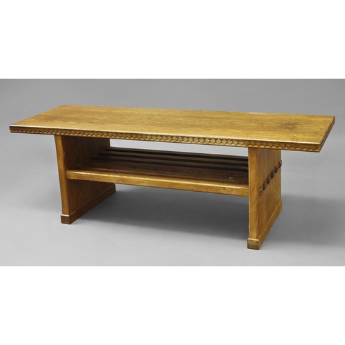 1011 - DEVON GUILD OF CRAFTSMEN - ARTS & CRAFTS STYLE COFFEE TABLE by Trevor Pate, the rectangular top with... 