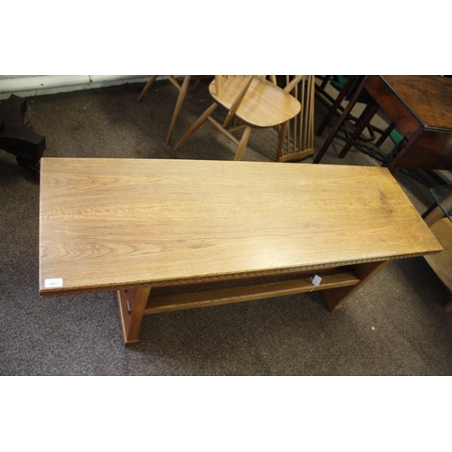 1011 - DEVON GUILD OF CRAFTSMEN - ARTS & CRAFTS STYLE COFFEE TABLE by Trevor Pate, the rectangular top with... 