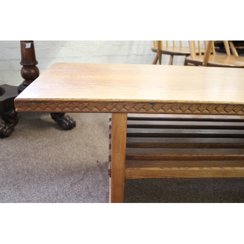 1011 - DEVON GUILD OF CRAFTSMEN - ARTS & CRAFTS STYLE COFFEE TABLE by Trevor Pate, the rectangular top with... 