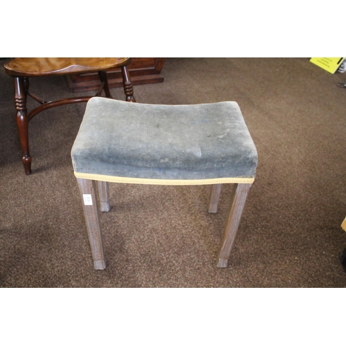 1012 - PAIR OF CORONATION STOOLS - QUEEN ELIZABETH a pair of limed oak stools with velvet covered seats and... 