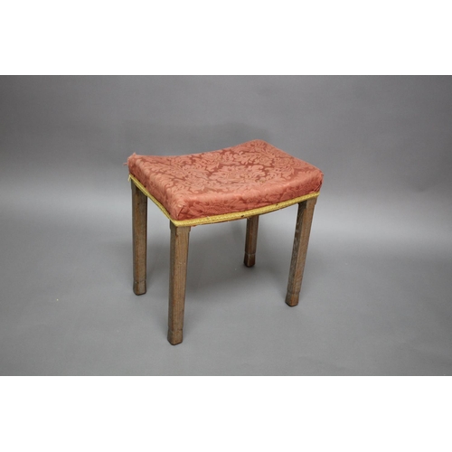 1013 - CORONATION STOOL - QUEEN ELIZABETH a limed oak coronation stool with curved seat, stamped ER Coronat... 