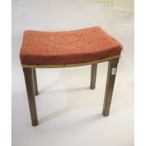 1013 - CORONATION STOOL - QUEEN ELIZABETH a limed oak coronation stool with curved seat, stamped ER Coronat... 