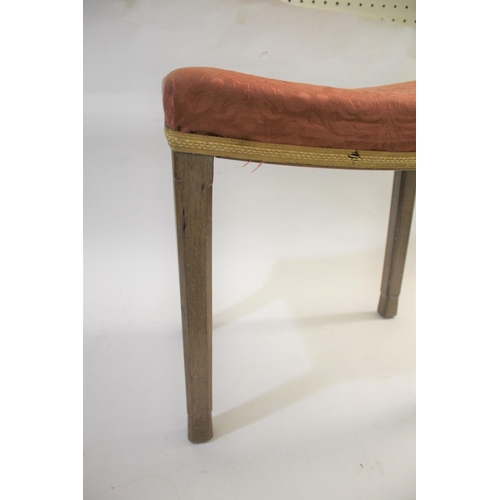 1013 - CORONATION STOOL - QUEEN ELIZABETH a limed oak coronation stool with curved seat, stamped ER Coronat... 