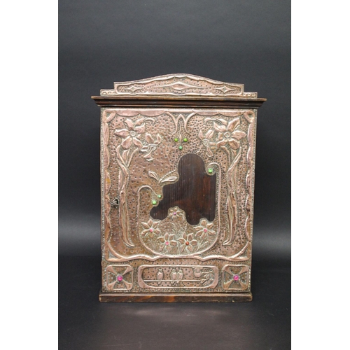 1014 - ART NOUVEAU COPPER CABINET probably Continental, made in pine with sheets of hand beaten copper desi... 