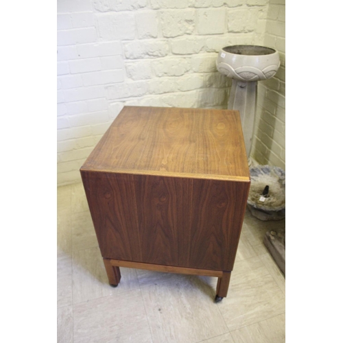 1015 - JENS RISOM MID CENTURY SIDEBOARD - DANISH a teak sideboard with three central drawers flanked by two... 