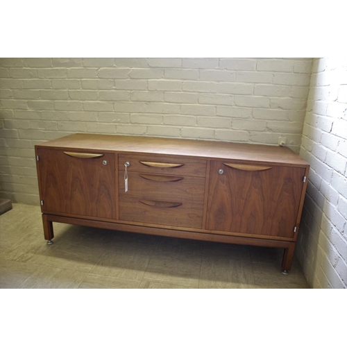 1015 - JENS RISOM MID CENTURY SIDEBOARD - DANISH a teak sideboard with three central drawers flanked by two... 