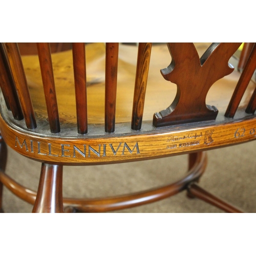 1016 - STEWART LINFORD - MILLENNIUM LIMITED EDITION WINDSOR CHAIR a yew and elm windsor chair, with bog oak... 