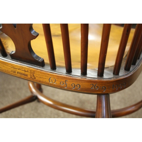 1016 - STEWART LINFORD - MILLENNIUM LIMITED EDITION WINDSOR CHAIR a yew and elm windsor chair, with bog oak... 