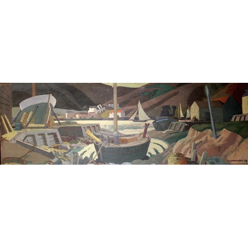 1552 - THOMAS BEAUMONT WALPOLE CHAMPNEYS (1879-1961) THE BOATYARD Signed and dated 27, oil on canvas laid ... 