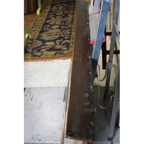 1024 - LARGE ARTS & CRAFTS COPPER MIRROR hand beaten and of rectangular shape with a top rail, inset with t... 