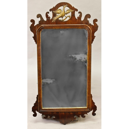 1620 - AN 18th CENTURY WALNUT 'FRET' WALL MIRROR, the rectangular plate within a gilt fillet and moulded bo... 