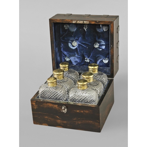 1697 - A FINE VICTORIAN COROMANDEL PERFUME BOX, the rectangular box with plated mounts and central plaque e... 