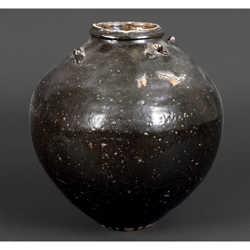 1251 - LARGE CHINESE VASE possibly Yuan Dynasty, a large Henan style stoneware globular vase with four smal... 