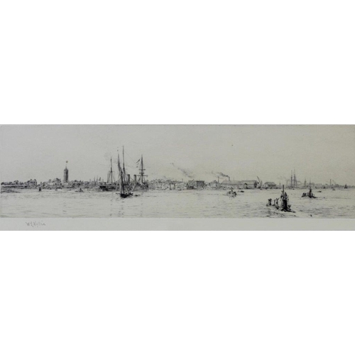 1463 - WILLIAM LIONEL WYLLIE, RA (1851-1931) GOSPORT Etching with drypoint, signed in pencil 8.5 x 33cm. ++... 