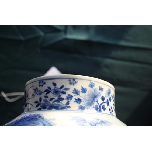 1262 - 19THC CHINESE TEMPLE JAR & COVER a large porcelain jar and cover of baluster shape, the blue and whi... 