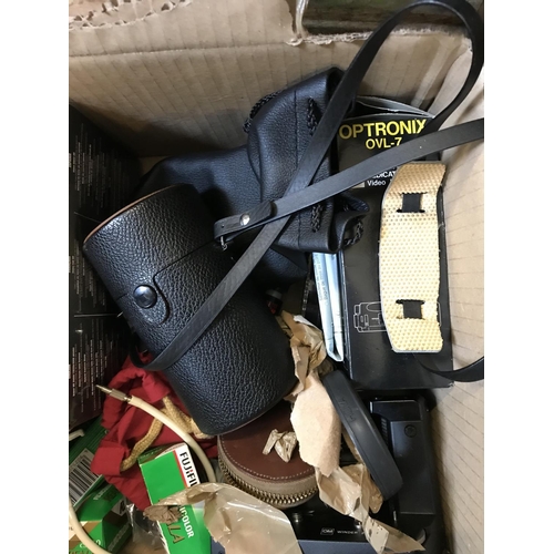 589 - Two Boxes of Camera Equipment and a Stand