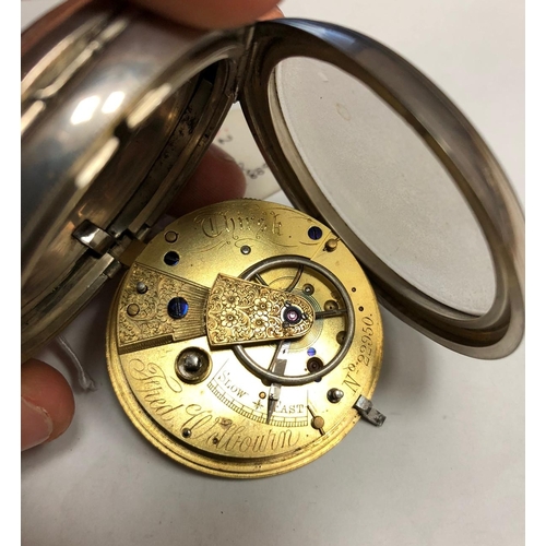 118 - Victorian Silver Pocket Watch, Dial and Movement marked 'Fred Welbourn, Thirsk' (Key Damaged)