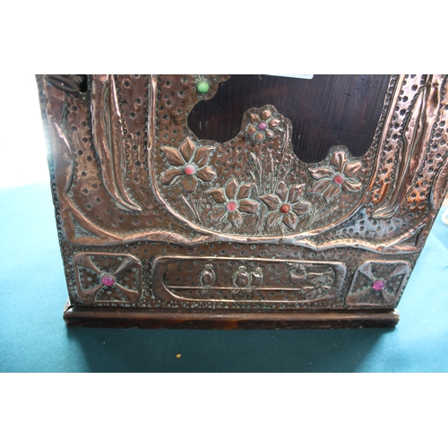 1014 - ART NOUVEAU COPPER CABINET probably Continental, made in pine with sheets of hand beaten copper desi... 